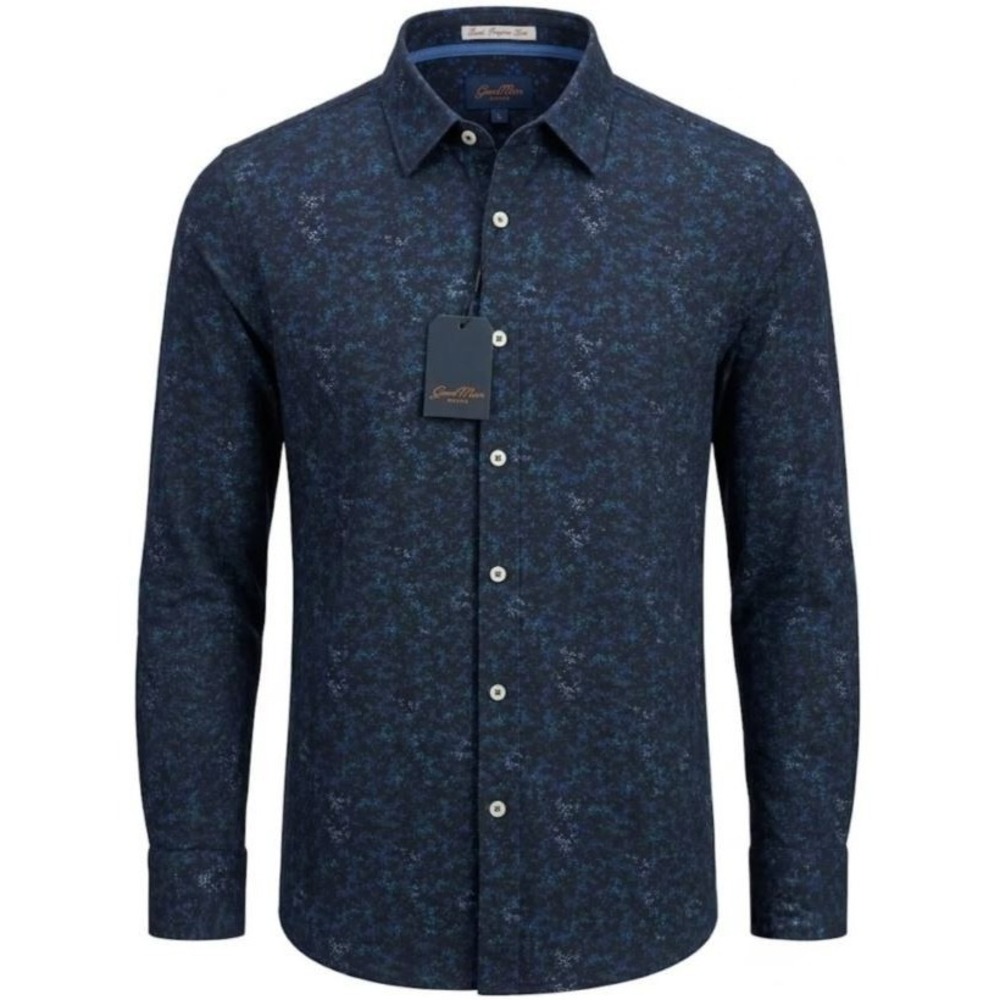 Good Man Brand Men's On Point Long Sleeve Stretch Button Up‎ Shirt Blue Micro XL